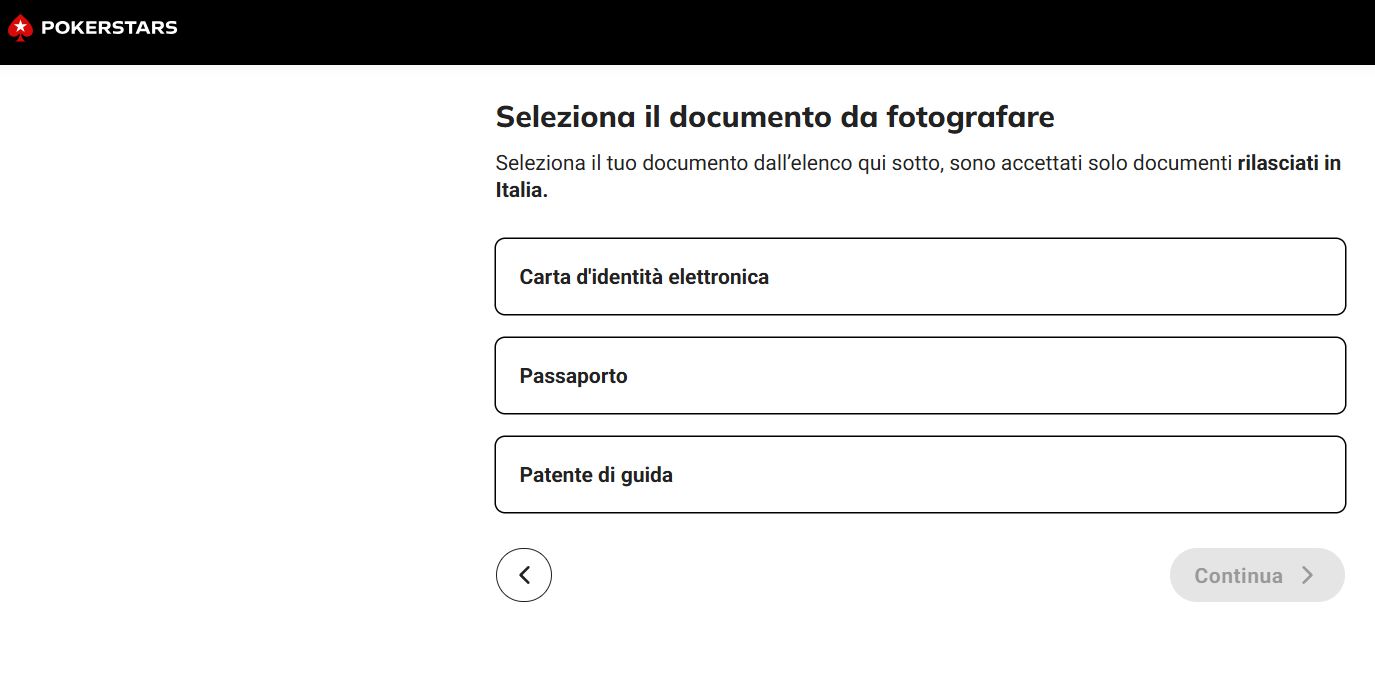 modulo registrazione pokerstars