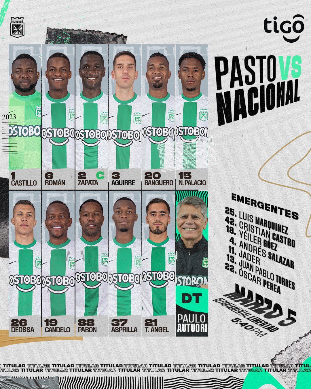 Nómina Atlético Nacional Fecha Liga BetPlay 2023