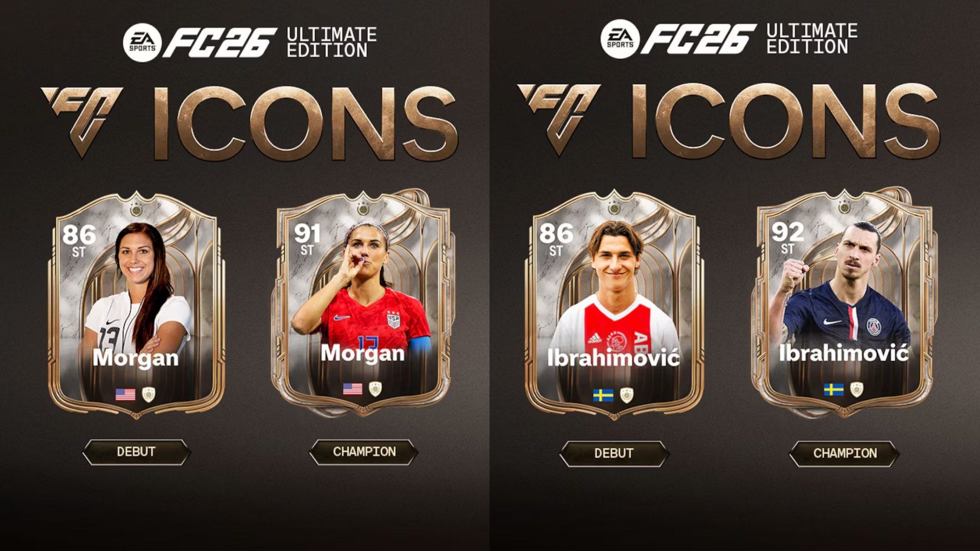 EA Sports FC 26 ICONS Alex Morgan Zlatan Ibrahimovic