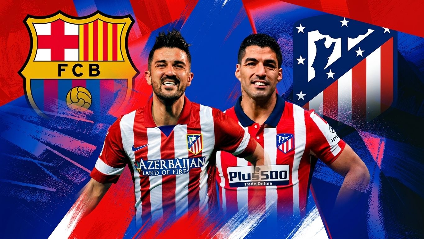 David Villa Luis Suarez Atletico Madrid Barcelona GOAL ONLY