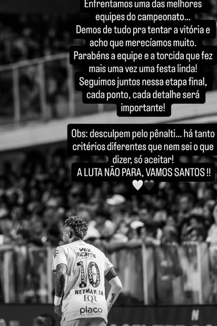 Neymar apology Santos Mirassol 2025