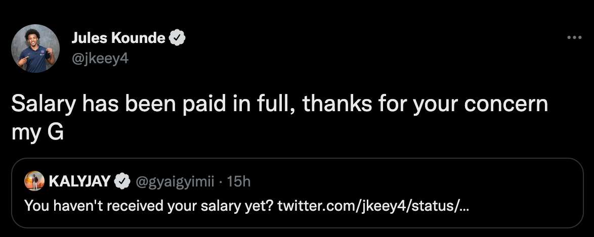 Jules Kounde salary tweet