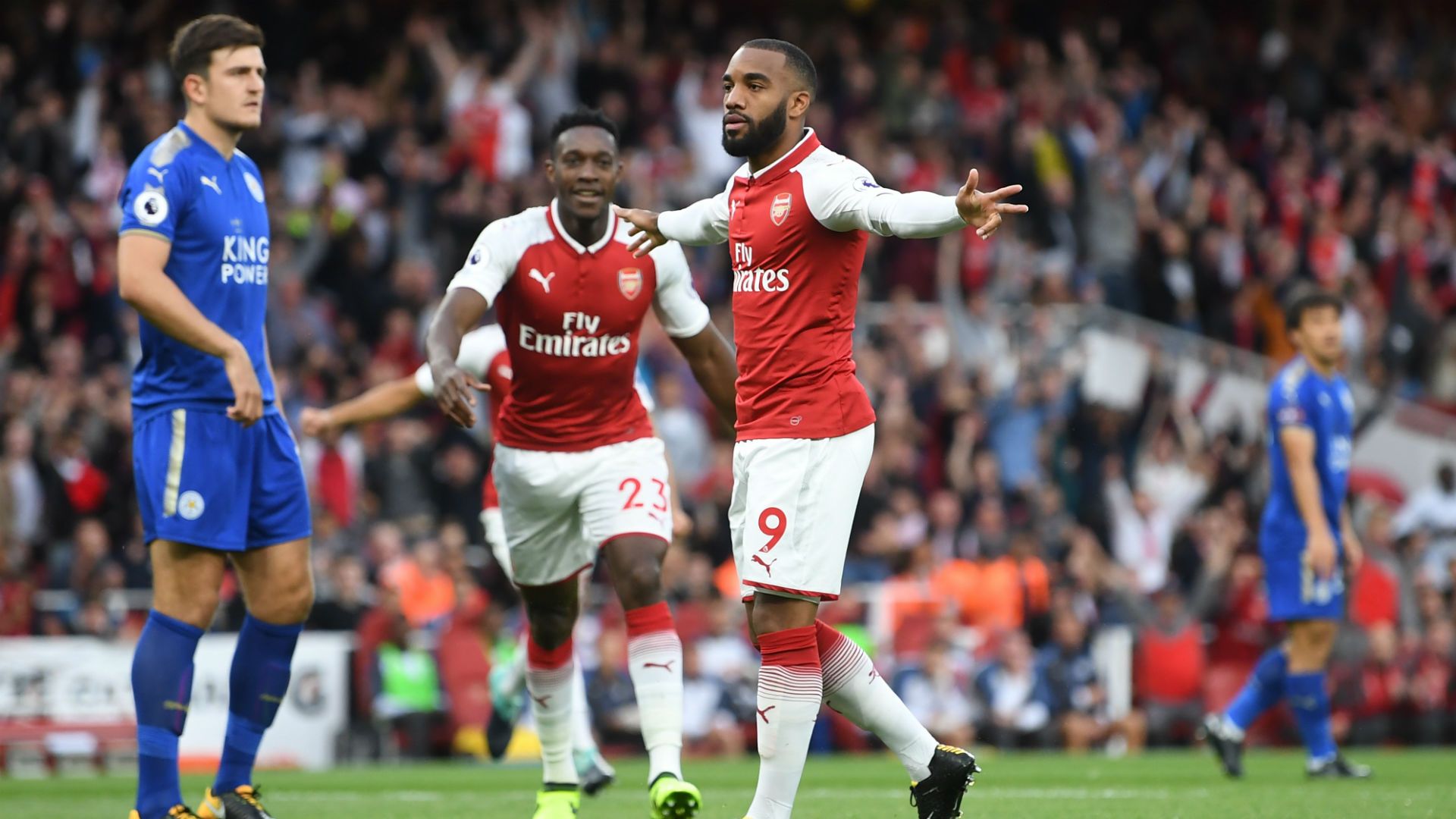 arsenal leicester - premier league - lacazette celebration - 11082017
