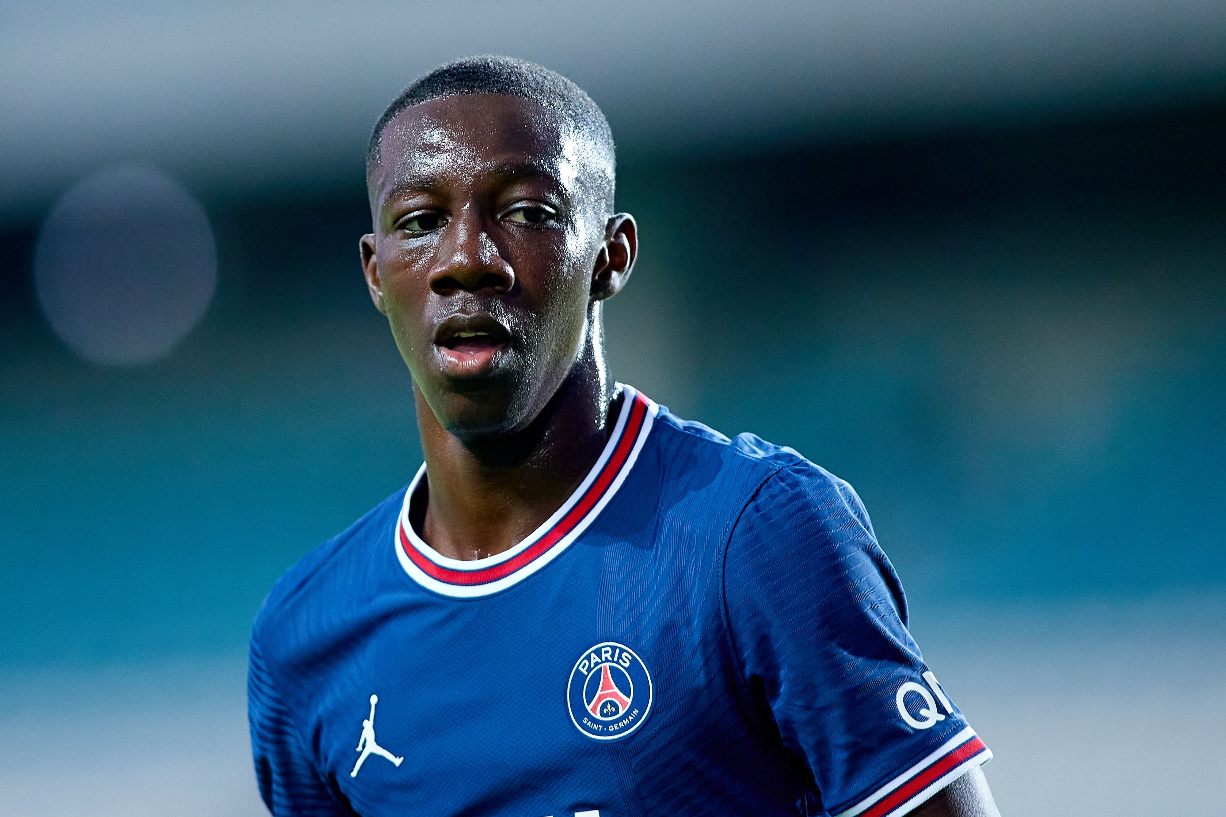 Bandiougou Fadiga, lors du match amical entre Séville et le PSG, le 27 juillet 2021