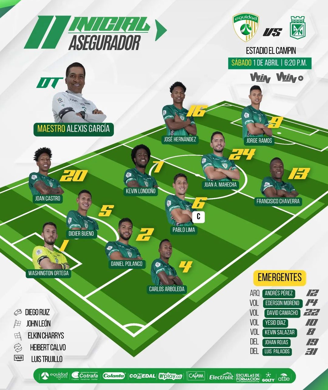 Nómina Equidad Fecha 11 Liga BetPlay 2023