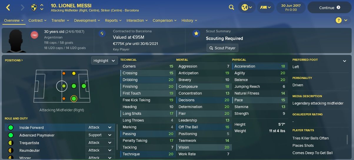 ميسي في فوتبول مانجر 2019