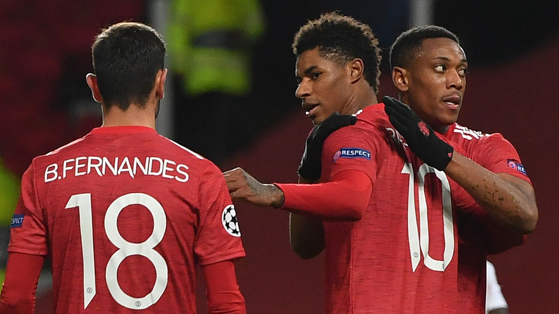 Marcus Rashford, Man Utd celebration, Champions League 2020-21