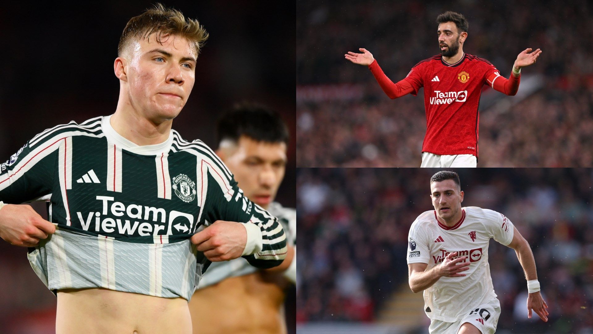 Rasmus Hojlund Bruno Fernandes Diogo Dalot Manchester United
