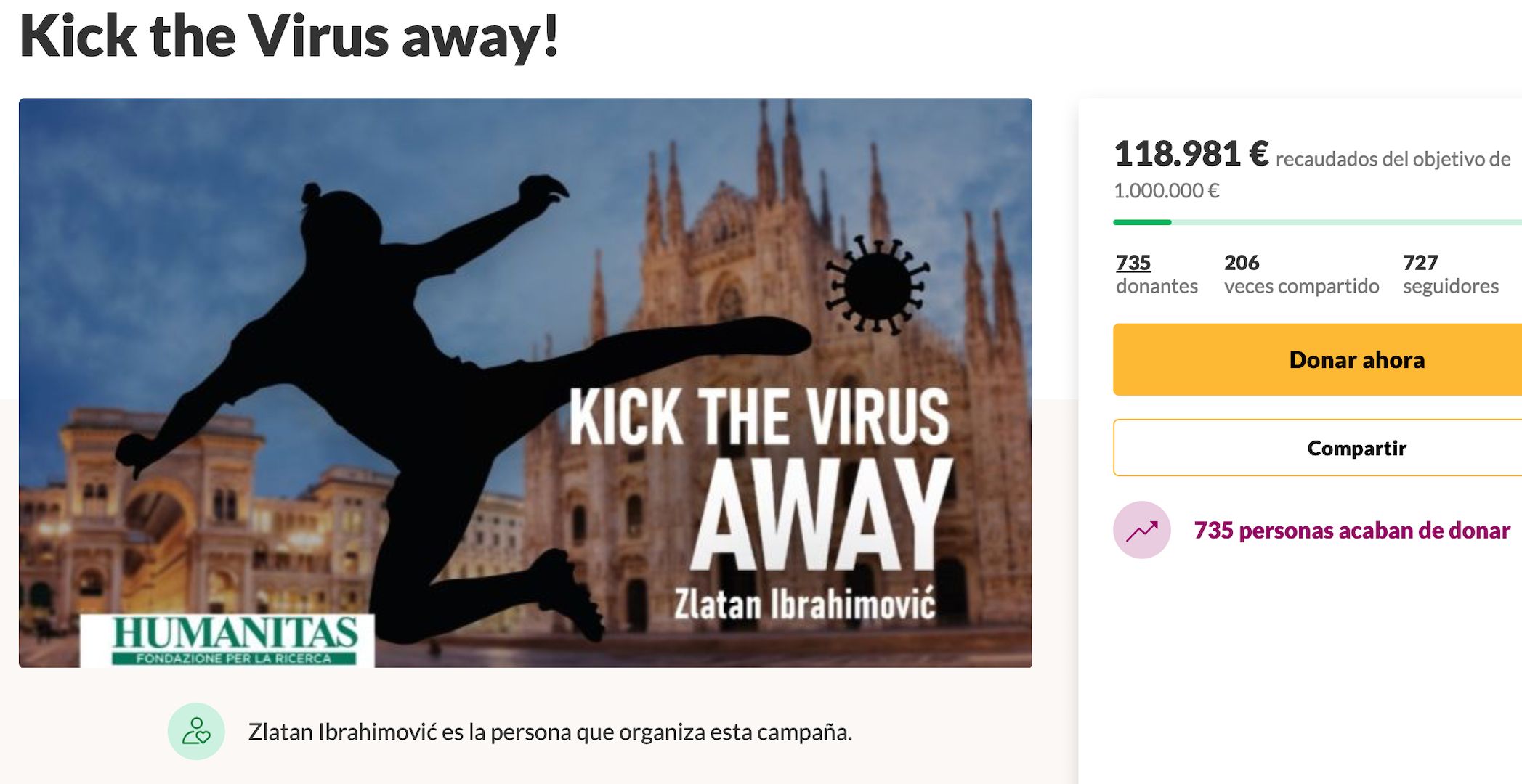 Zlatan Ibrahimvic campaña coronavirus
