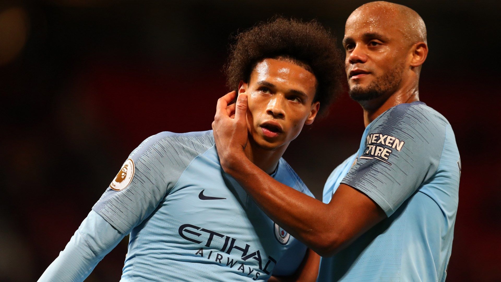 Leroy Sane Vincent Kompany Manchester City