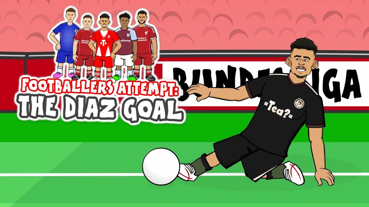 Footballers attempt Luis Diaz's goal 442oons GFX