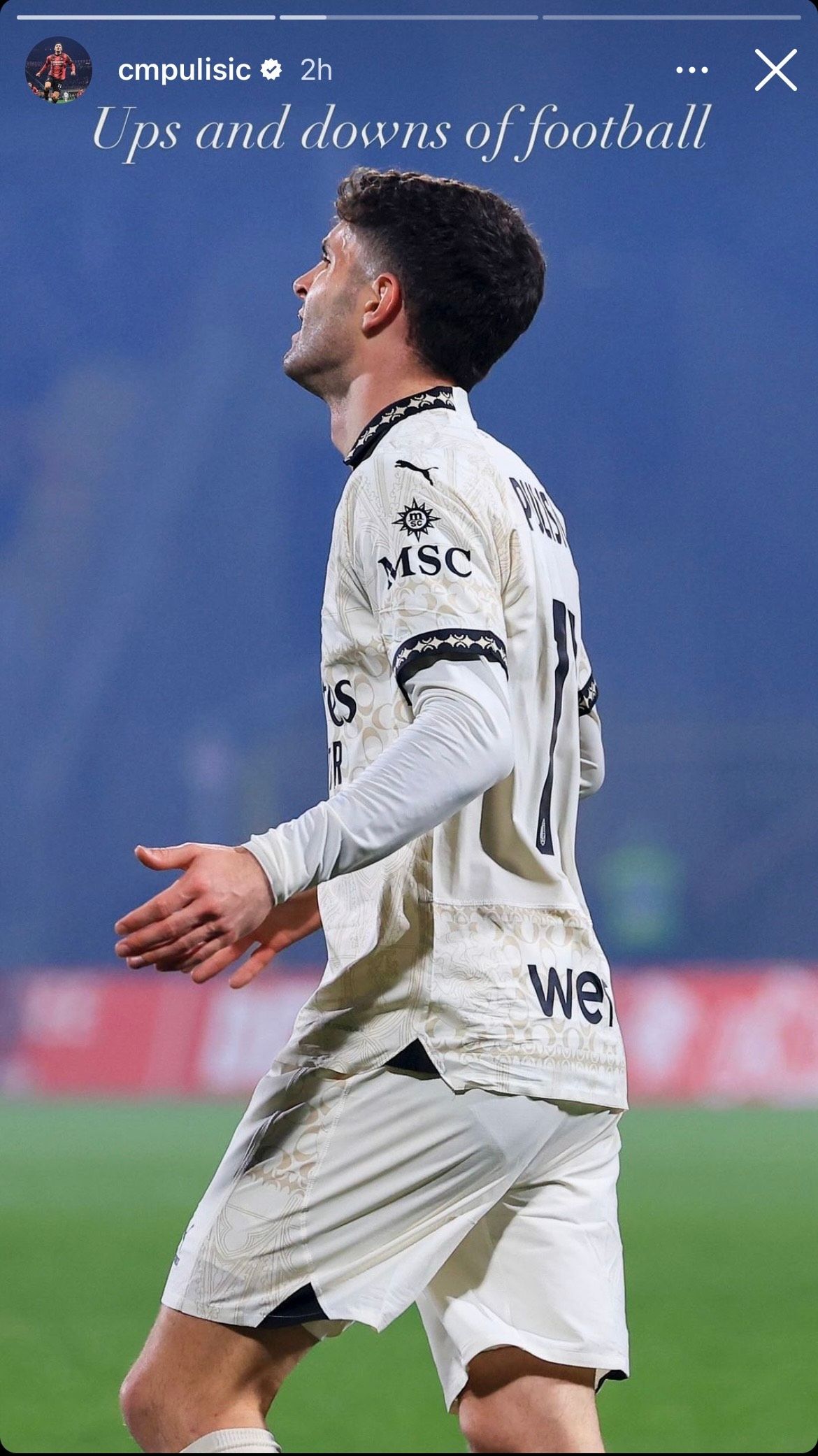 Christian Pulisic Insta post defeat to Monza