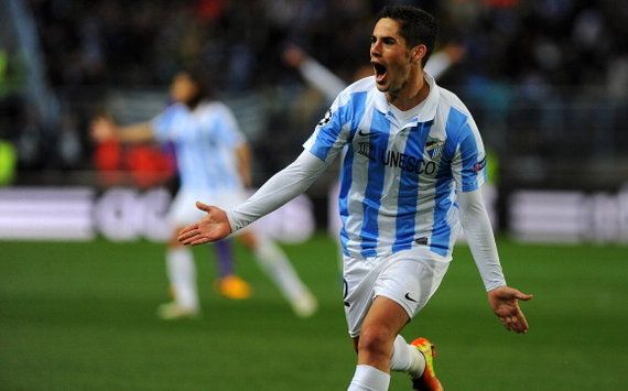 Isco celebrates scoring for Malaga (Goal 50)