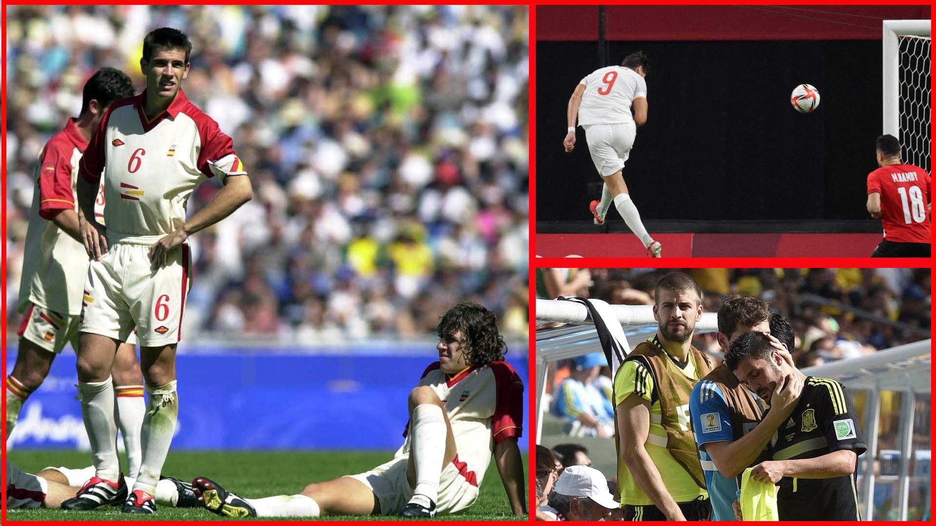 Puyol y Albelda, Rafa Mir y Casillas, Piqué y Villa, España