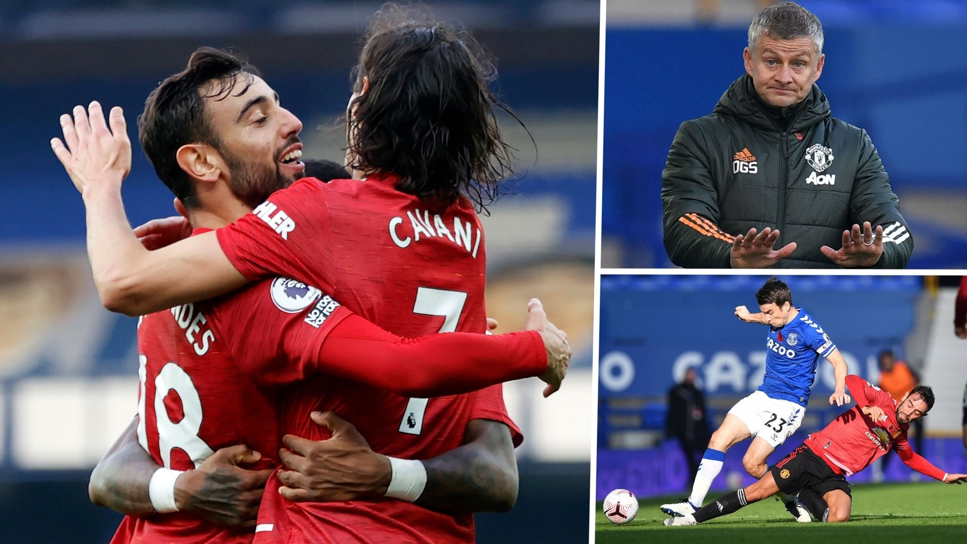 Bruno Fernandes Ole Gunnar Solskjaer Edinson Cavani Man Utd Everton GFX