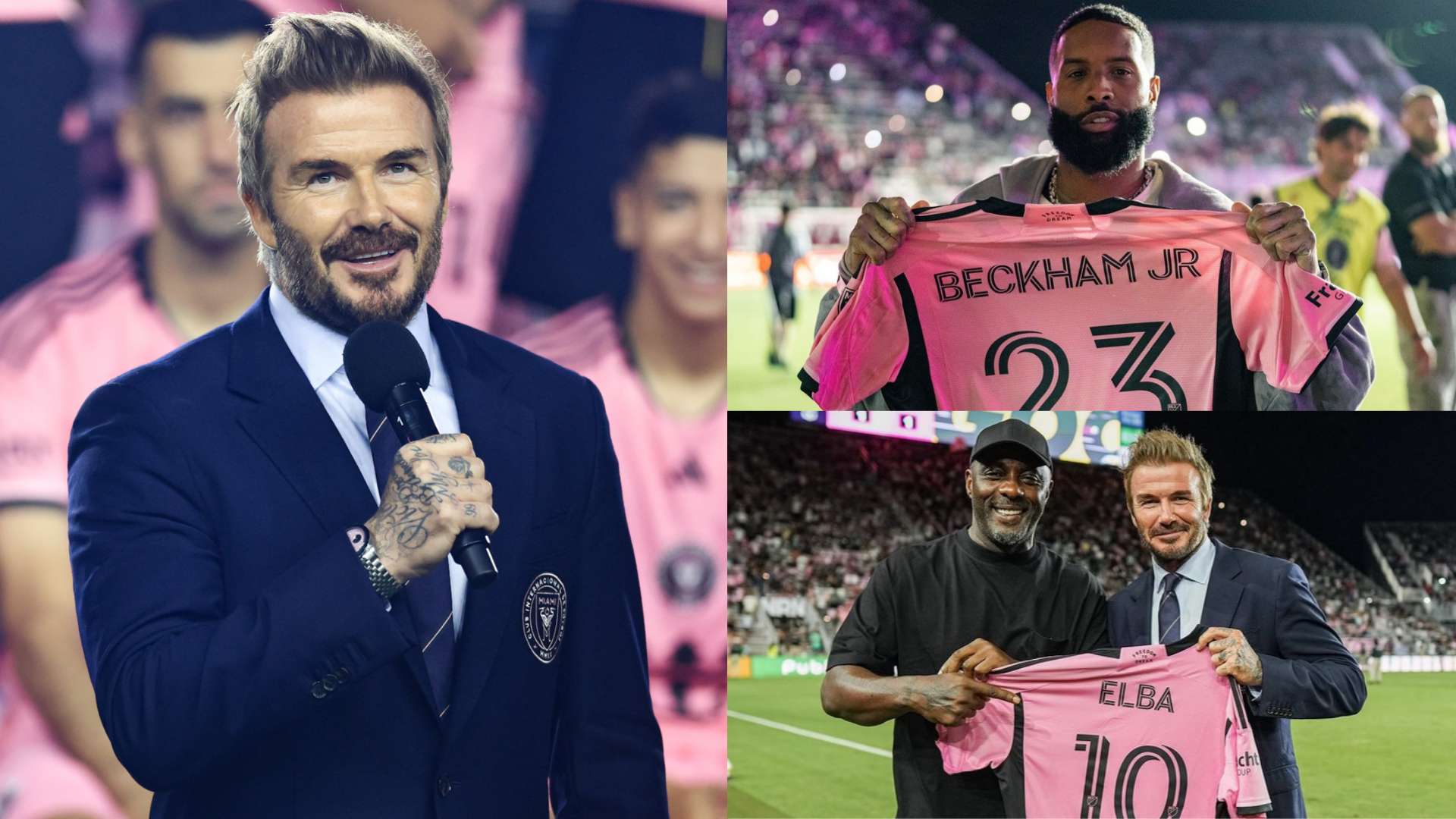 David Beckham, Odell Beckham and Idris Elba at Inter Miami MLS Cup play-offs