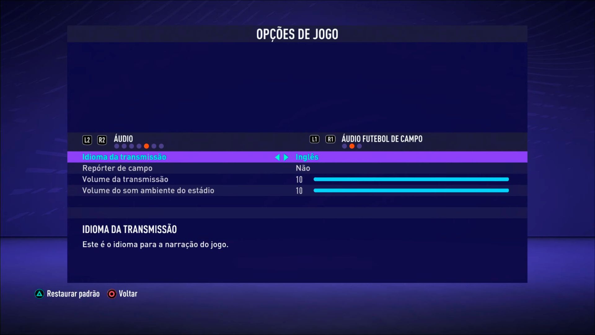 4-Mudar narração FIFA 21