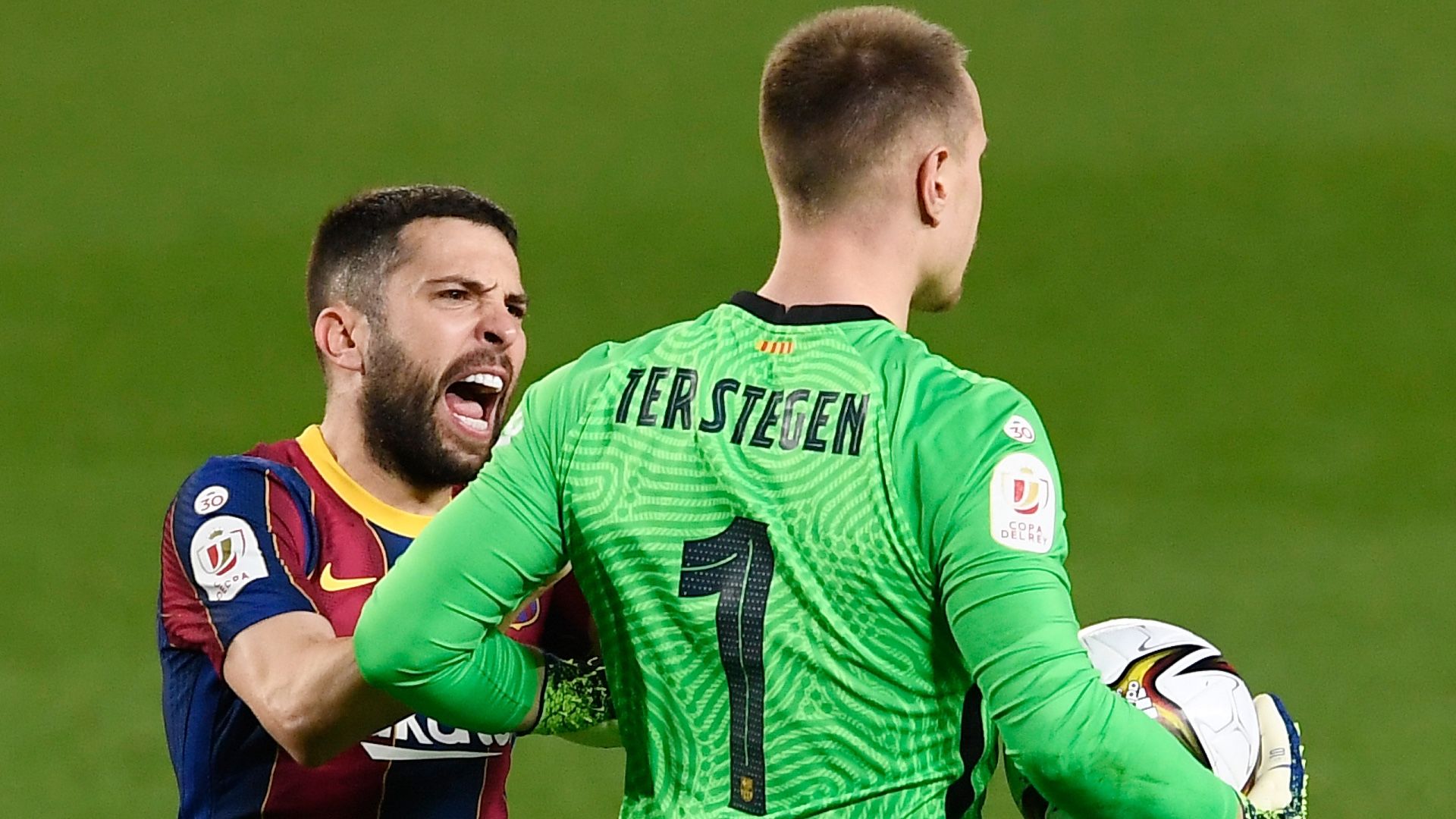 Marc Andre ter Stegen Jordi Alba Barcelona Sevilla Copa del Rey 2021