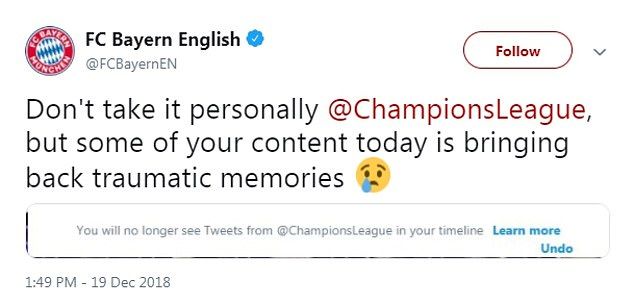 Bayern Twitter Manchester United Champions League Solskjaer