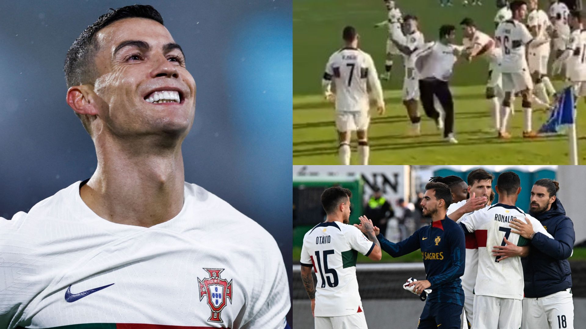 Cristiano Ronaldo Ruben Dias pitch invader