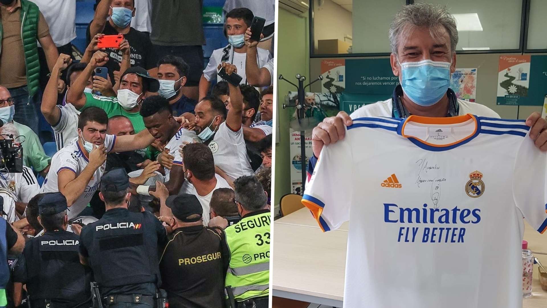 Vinicius Agustín Caro Real Madrid Socio Celebración Camiseta firmada