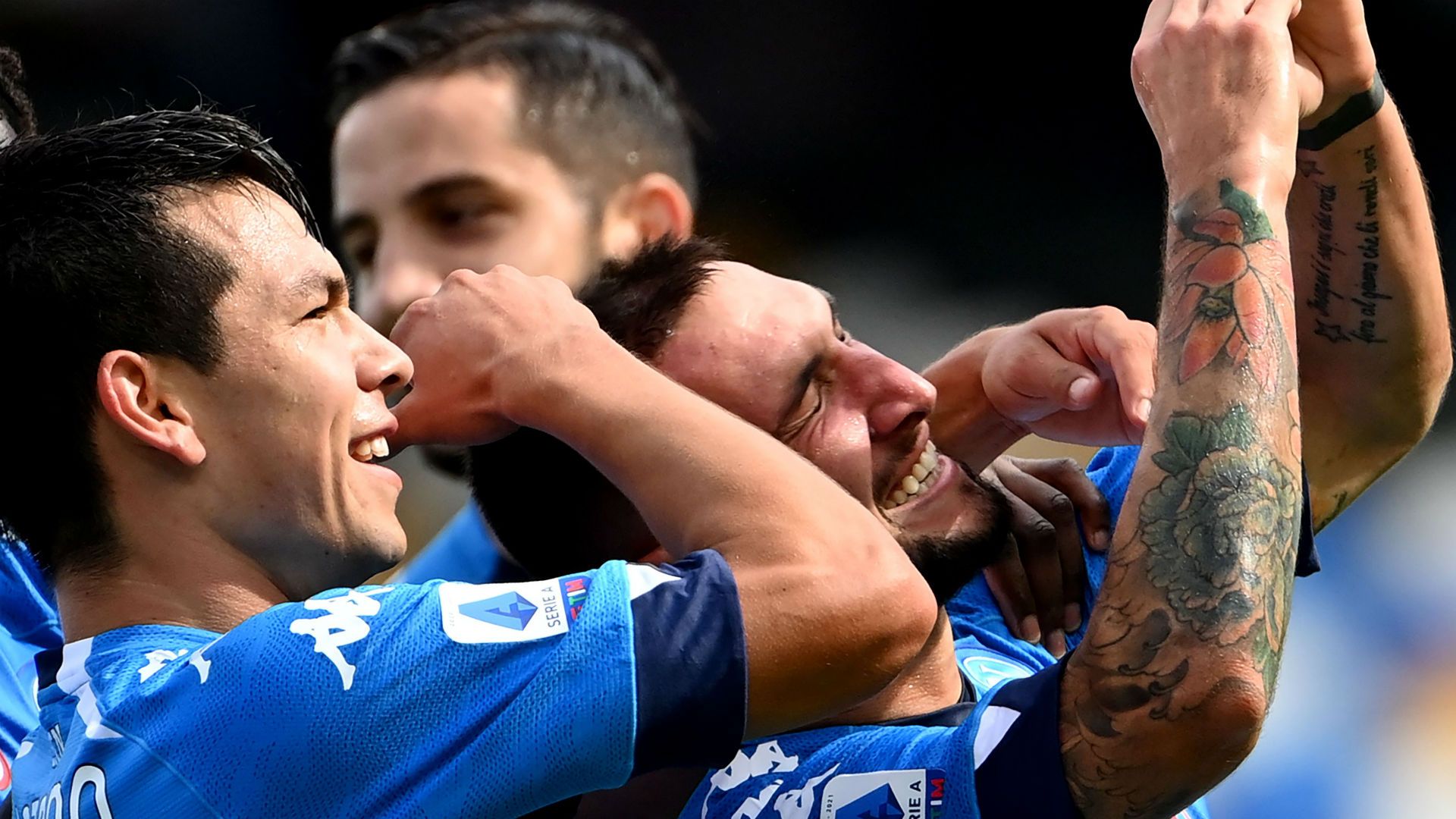 Napoli celebrating Atalanta Serie A
