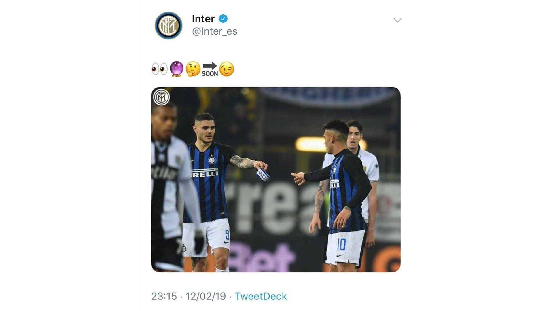 Tweet Icardi capitano Inter