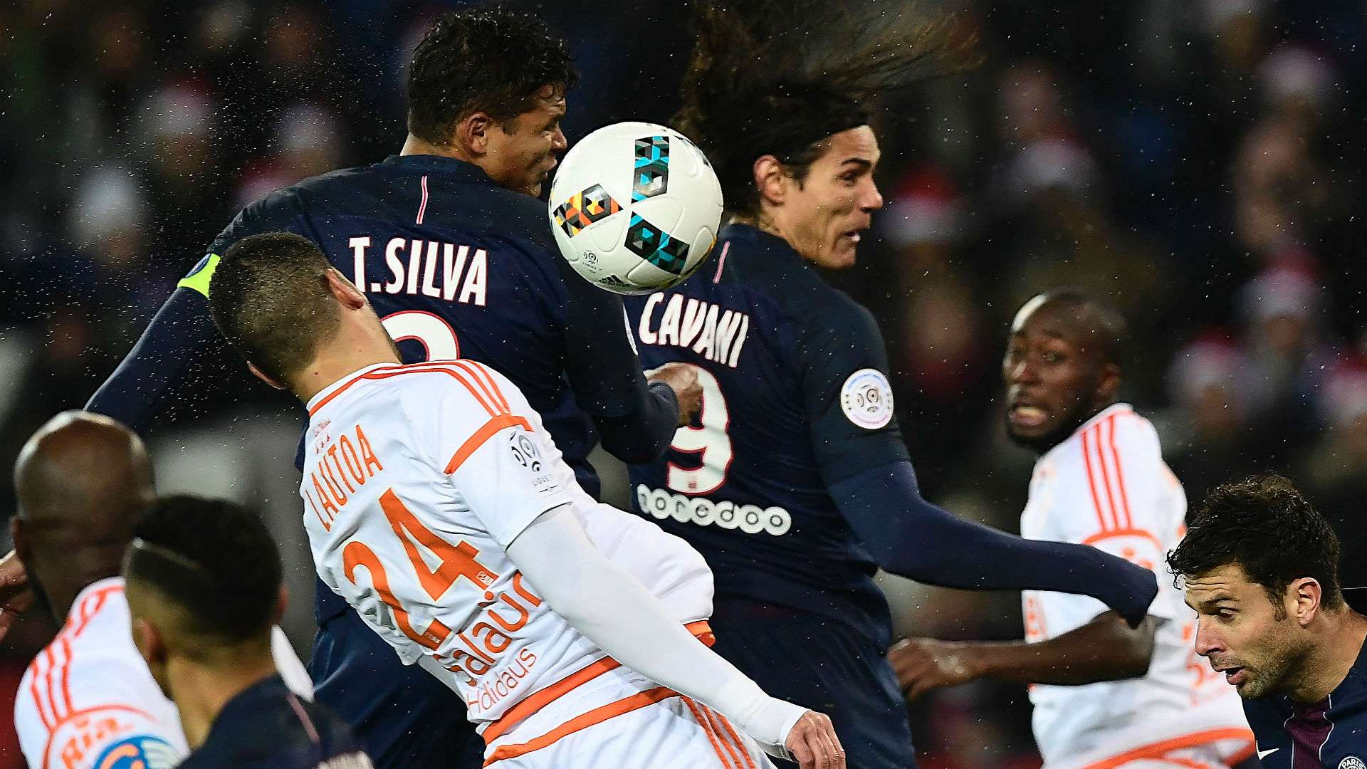 Thiago Silva Edinson Cavani Paris SG Lorient Ligue 1 21122016