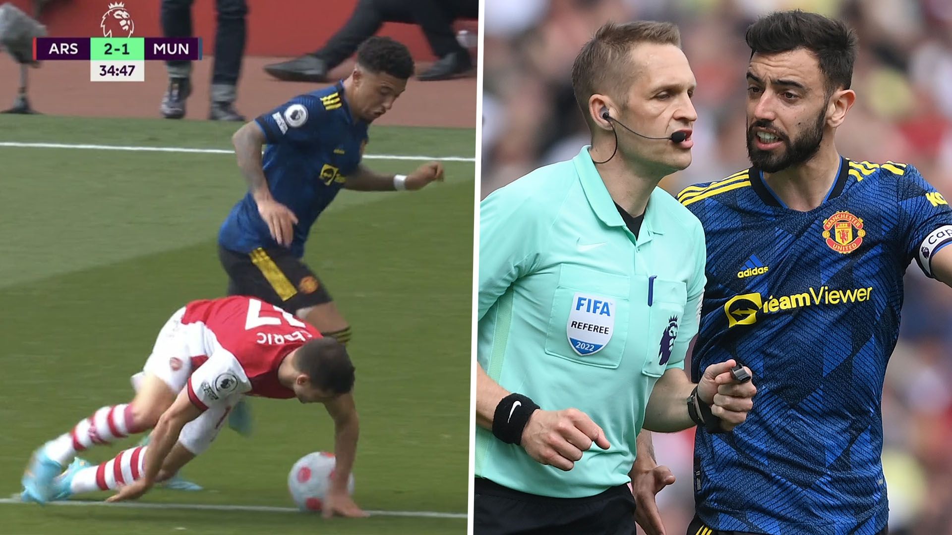 Cedric Jadon Sancho Craig Pawson Bruno Fernandes 2021-22