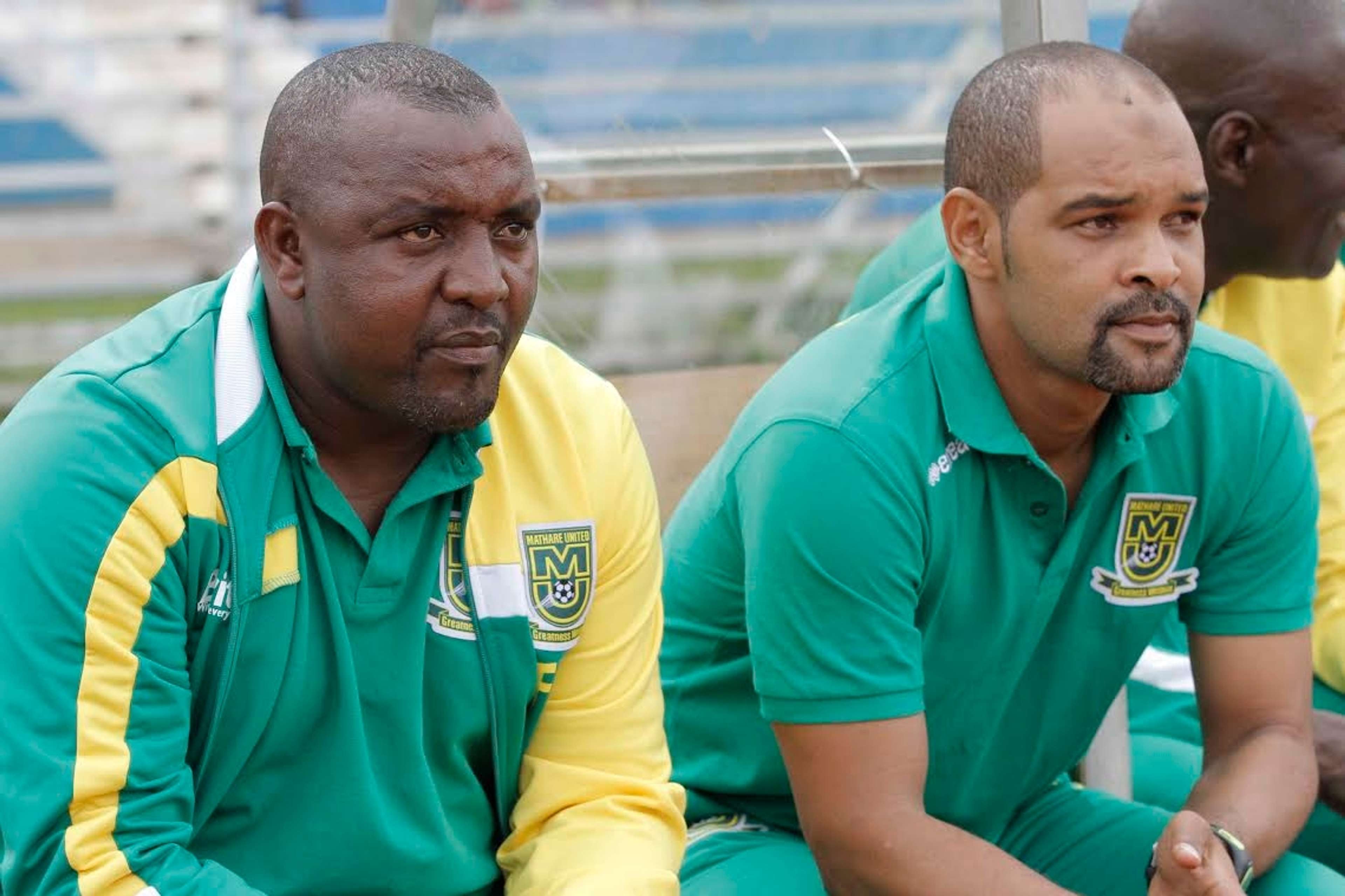 Mathare United coach Francis Kimanzi and assistant Salim Ali