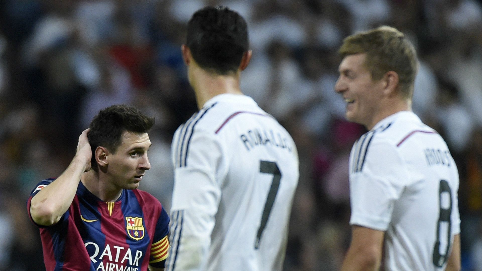 Messi Ronaldo Kroos Real Madrid Barcelona La Liga Bernabeu 25102014