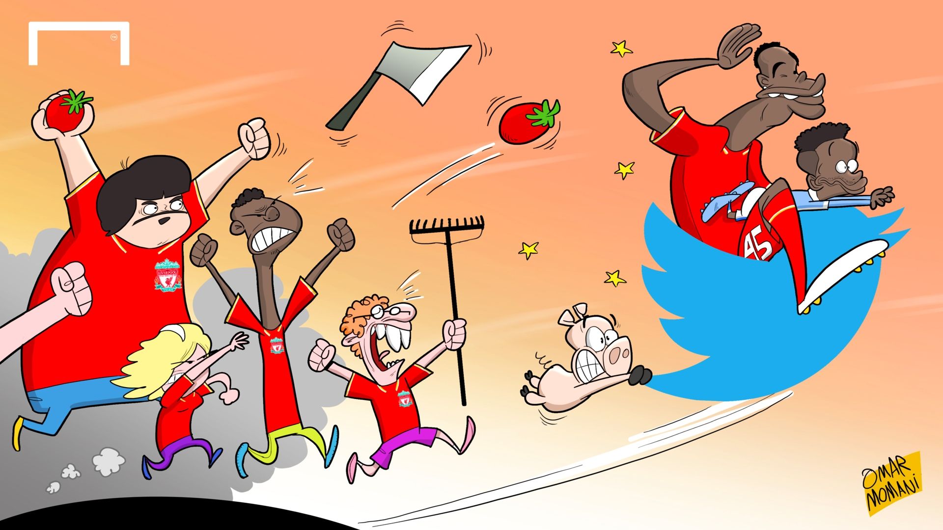 Cartoon Liverpool fans attack Balotelli