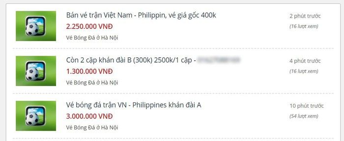 Vé chợ đen Việt Nam - Philippines