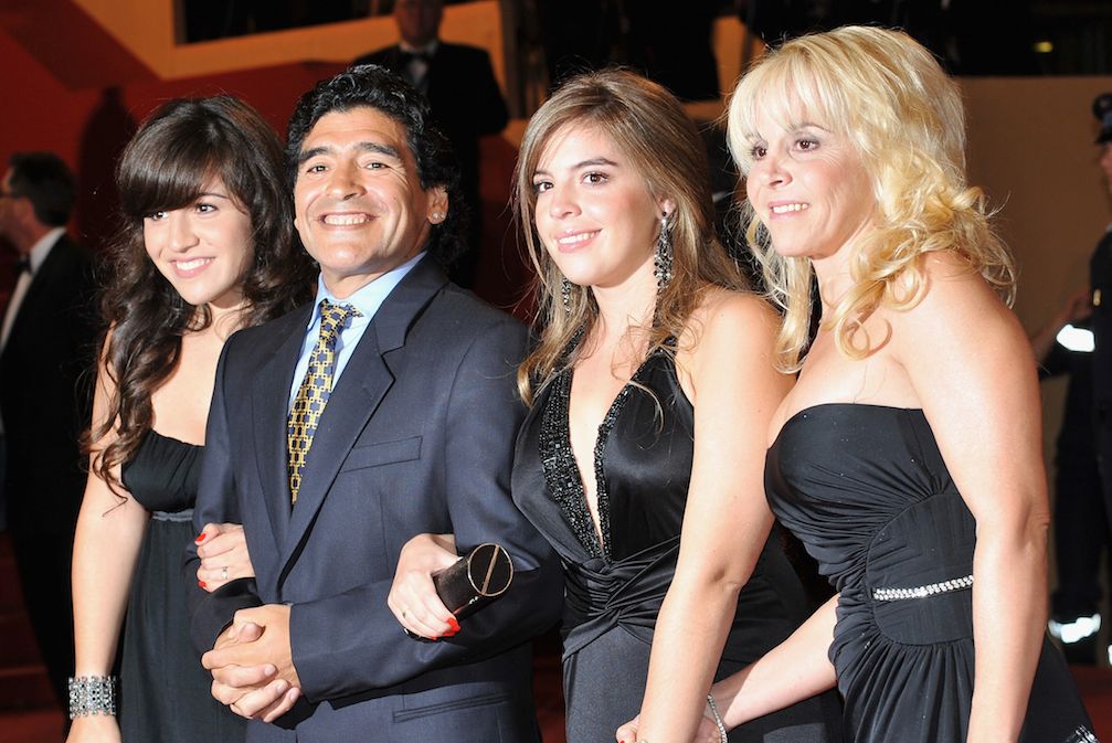 Diego Maradona and ex wife Claudia Villafane and daughters Dalma Nerea and Giannina Dinorah