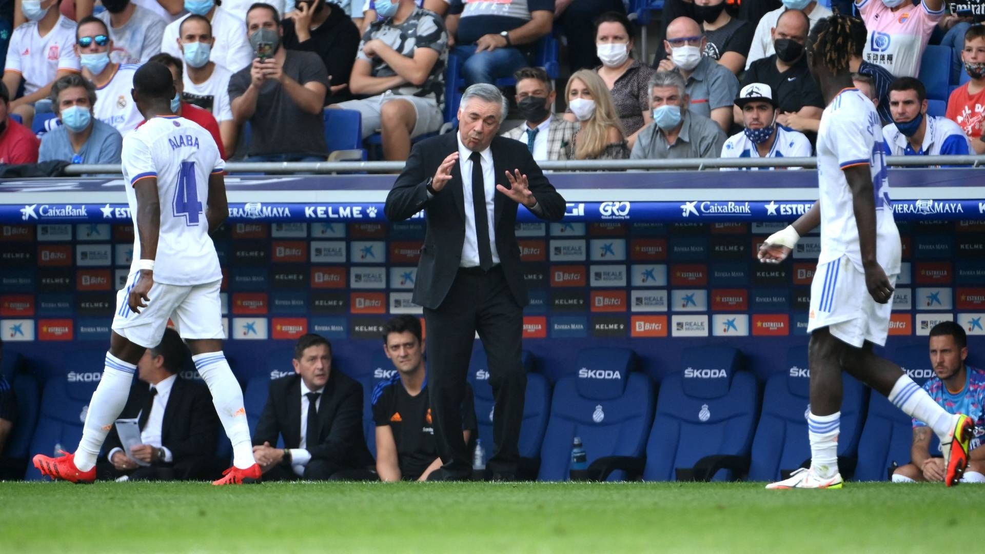 Carlo Ancelotti Eduardo Camavinga David Alaba Real Madrid Espanyol RCD Stadium Primera División