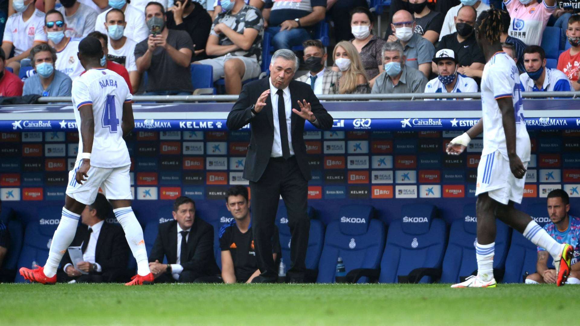 Carlo Ancelotti Eduardo Camavinga David Alaba Real Madrid Espanyol RCD Stadium Primera División