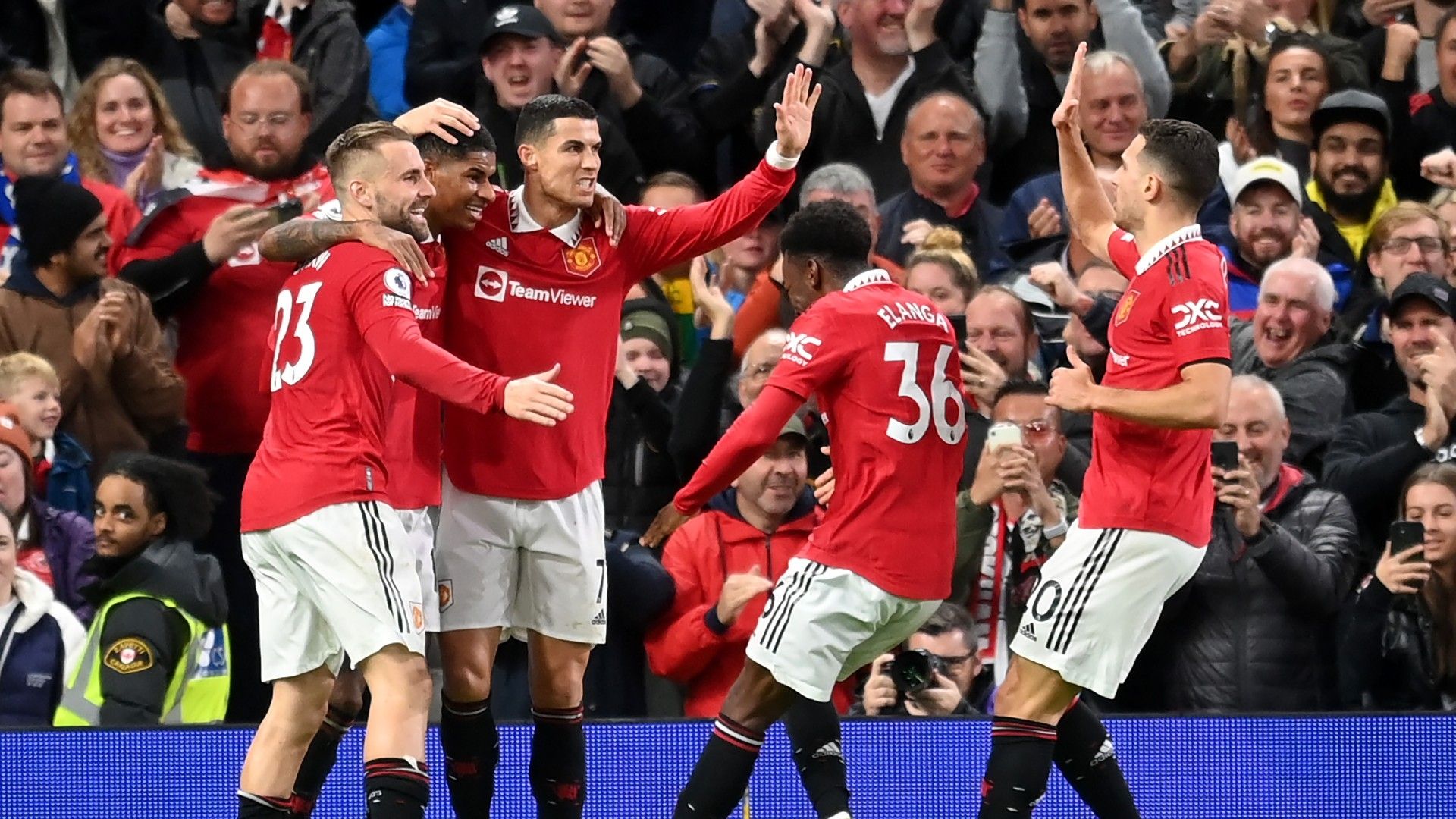 Shaw Rashford Ronaldo Elanga Dalot Manchester United 2022-23