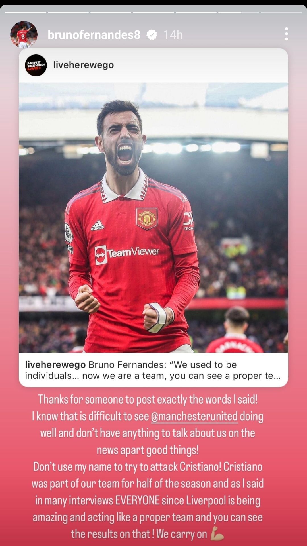 Bruno Fernandes Instagram story