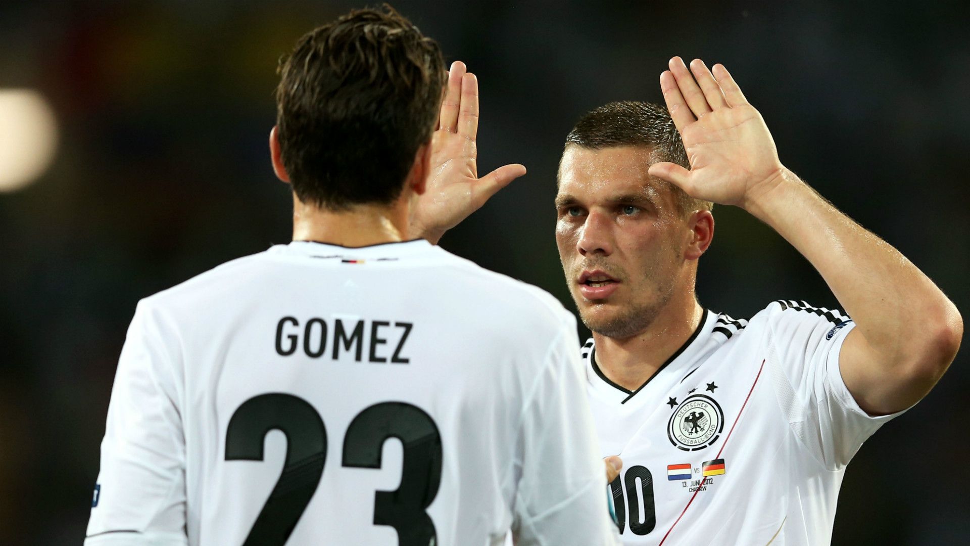 Mario Gomez Lukas Podolski Germany.
