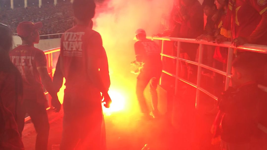 Flares on My Dinh Stadium Vietnam U23