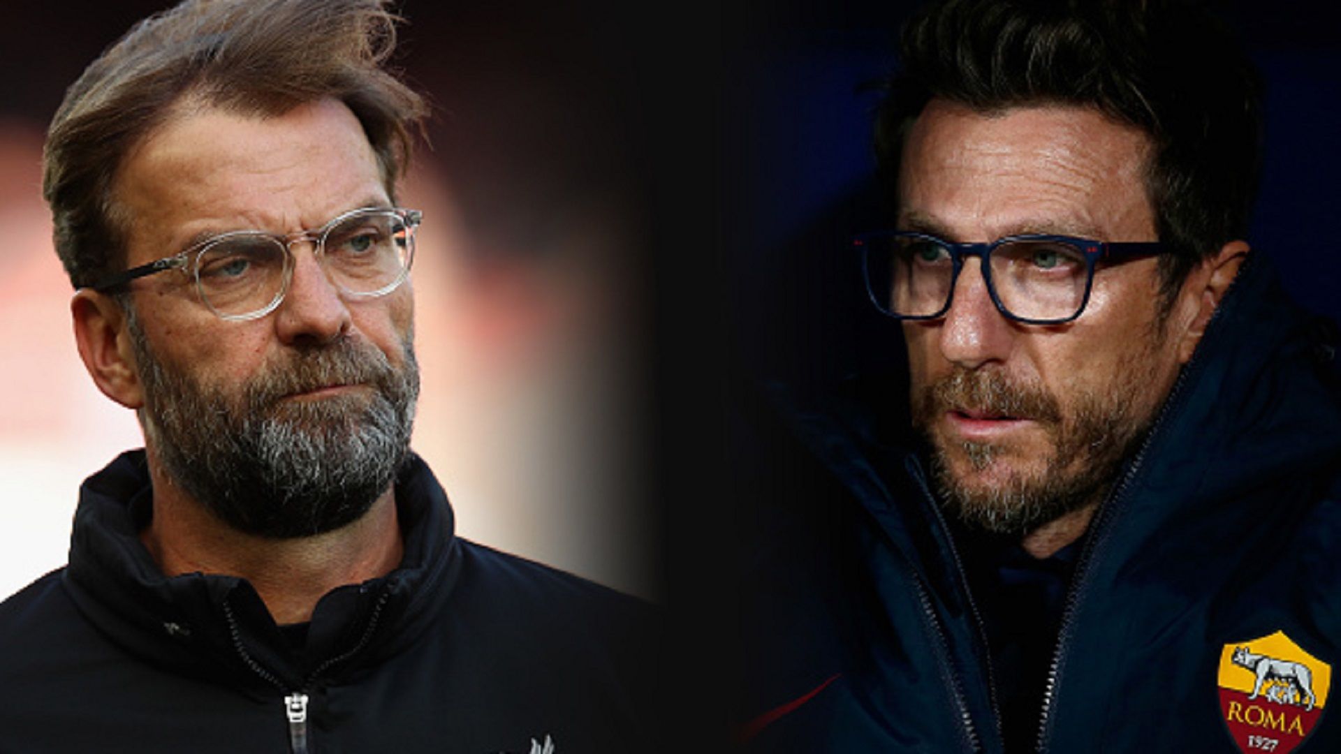 urgen Klopp of Liverpool and Head Coach of AS Roma Eusebio Di Francesco