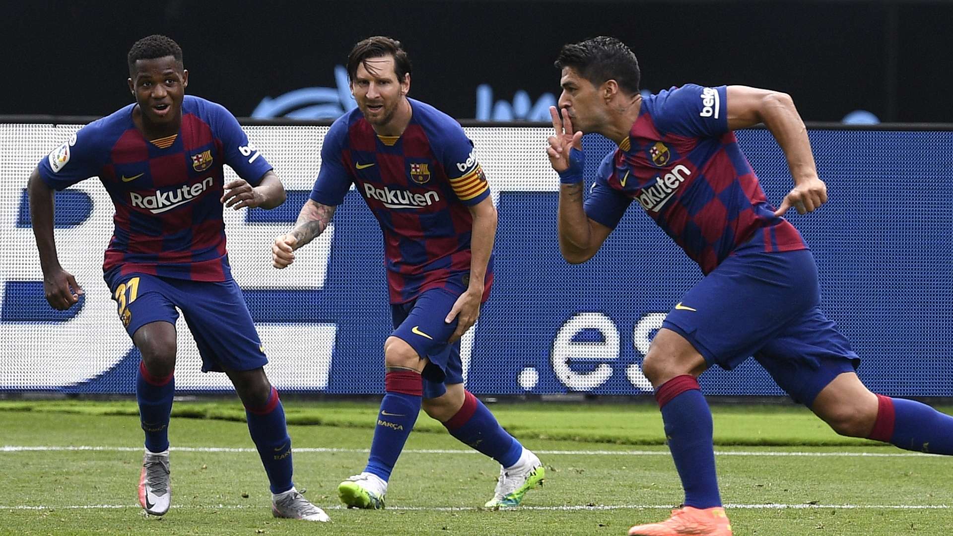 Ansu Fati, Lionel Messi, Luis Suarez, Barcelona