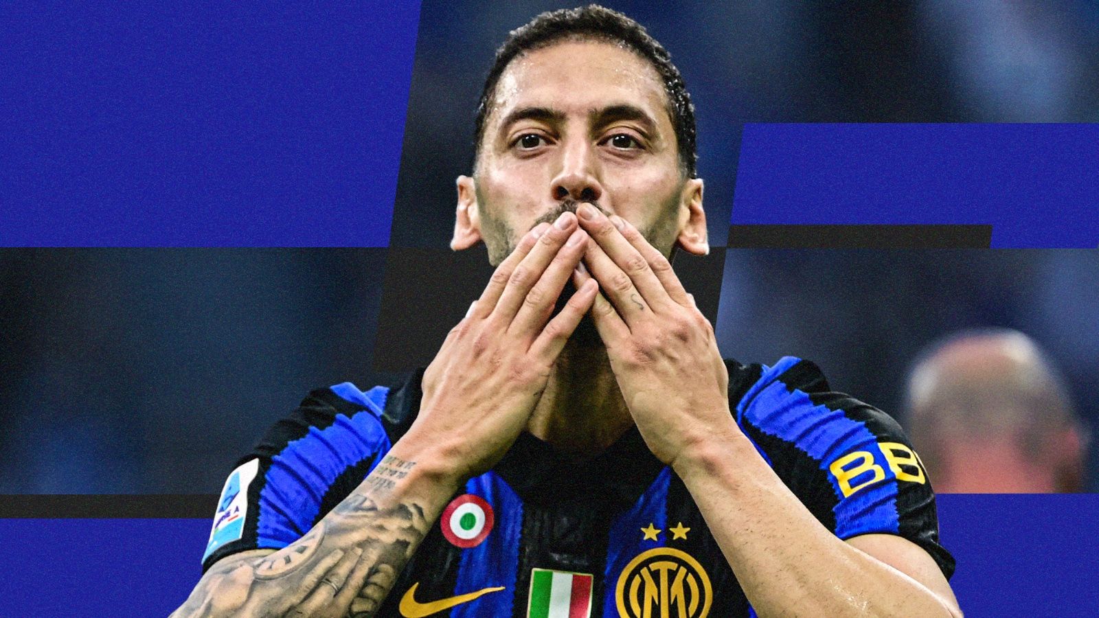 grafica calhanoglu inter bacio