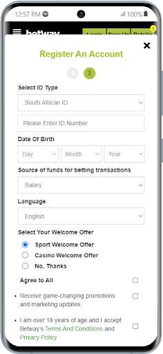 Betway Sports Welcome Offer screenshot