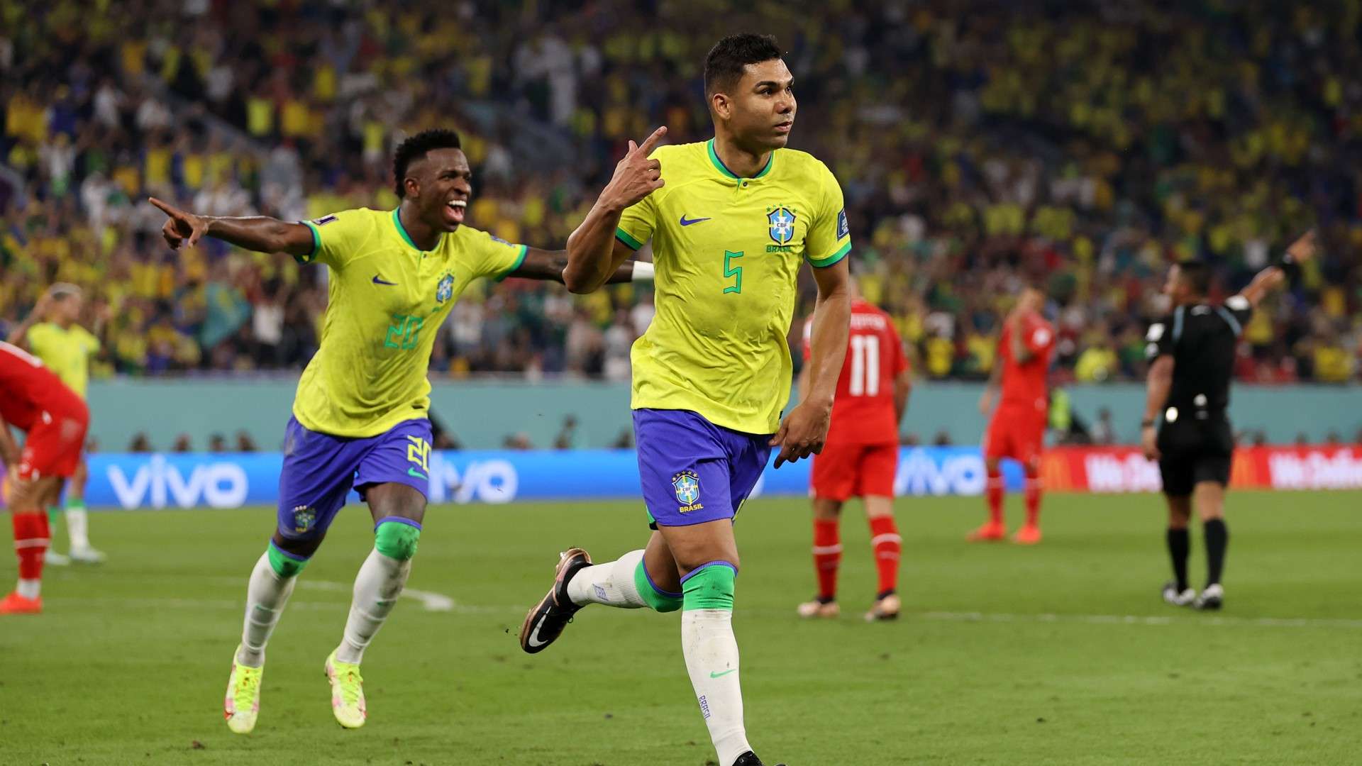 Casemiro comemora, Brasil x Suíça, Copa do Mundo 2022