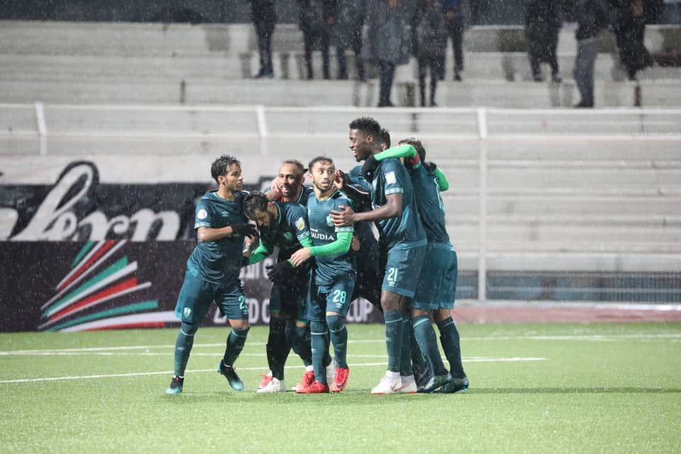 فرحة لاعبو الأهلي جدة بهدف عبد الرحمن غريب