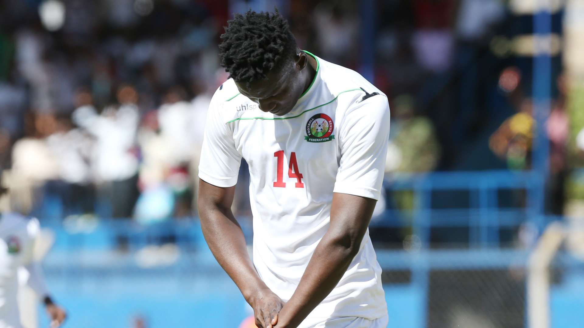 Kenya striker Michael Olunga celebrates