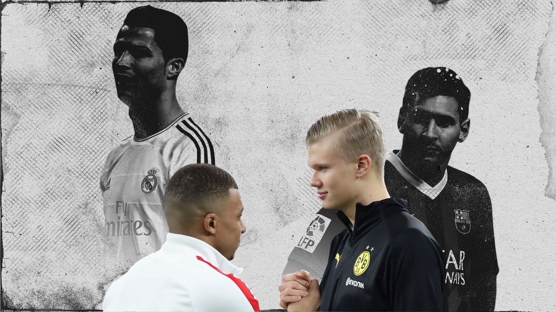 Messi Ronaldo Mbappe Haaland GFX