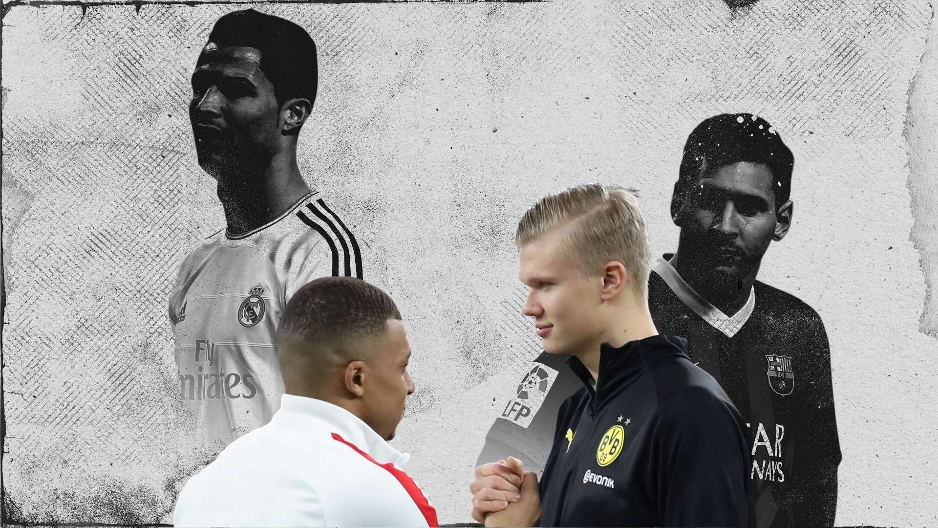 Messi Ronaldo Mbappe Haaland GFX