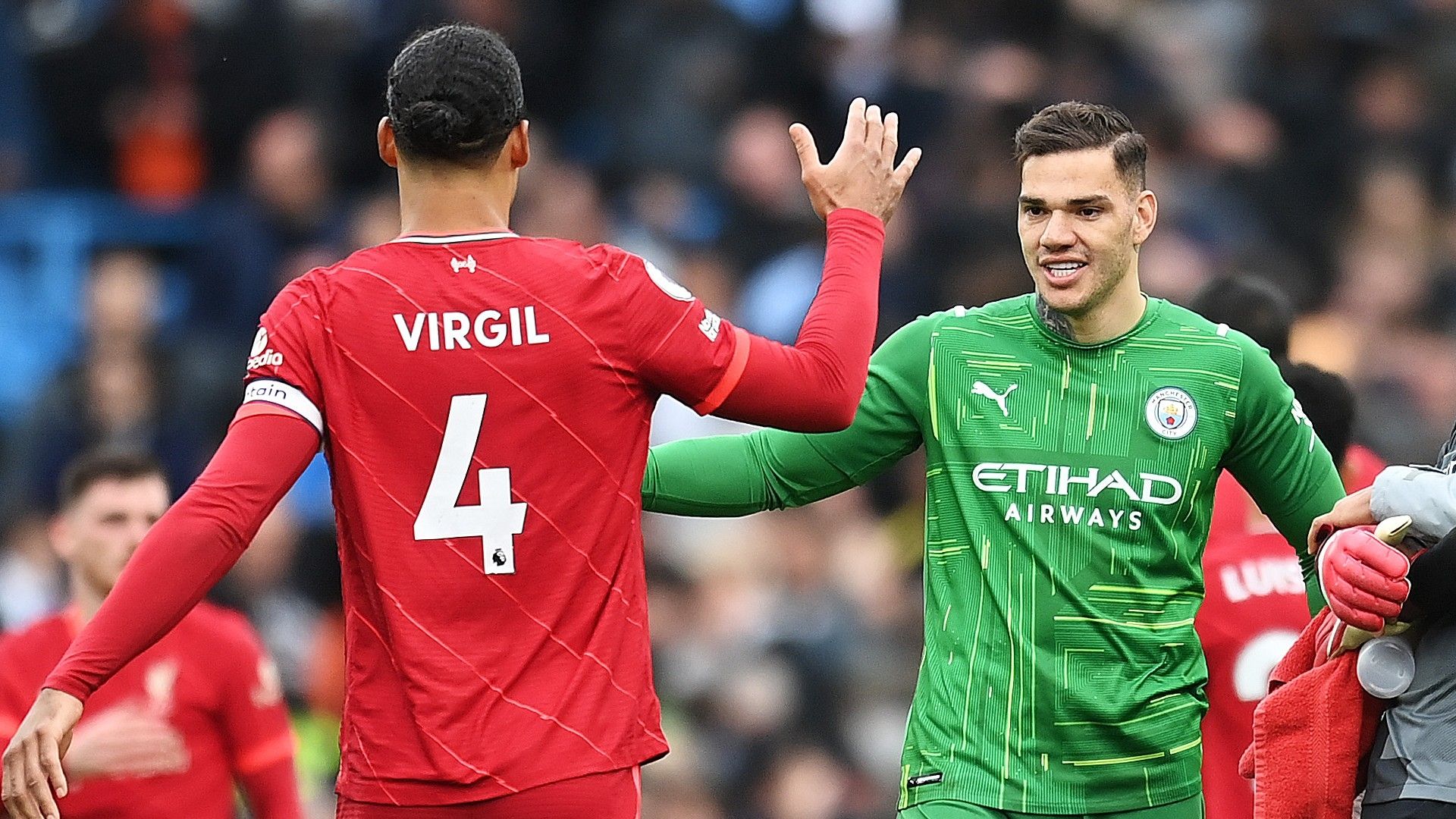Virgil van Dijk Ederson Liverpool Manchester City 2021-22